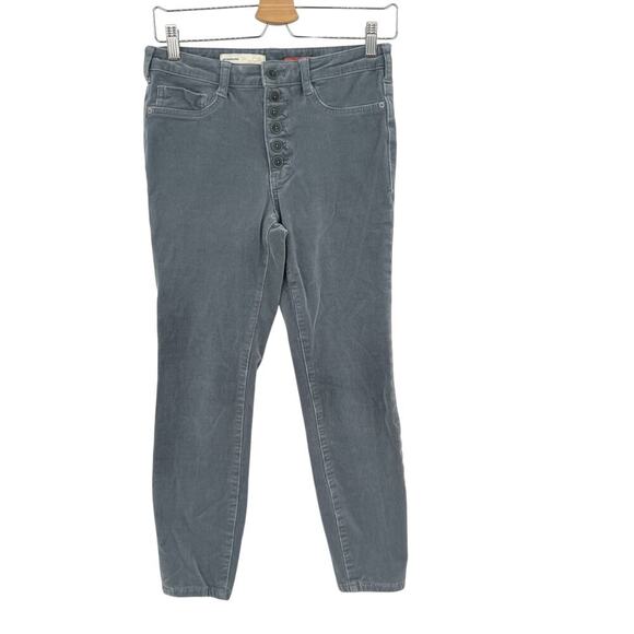 Anthropologie Pilcro High-Rise Skinny Corduroy Pants Button Front Gray‎ Size 28 - Picture 2 of 13